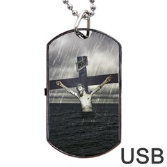 Jesus On The Cross At The Sea Dog Tag Usb Flash (one Side) by dflcprints