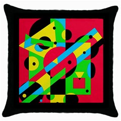 Colorful Geometrical Abstraction Throw Pillow Case (black) by Valentinaart