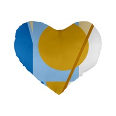 Blue And Yellow Abstract Design Standard 16  Premium Heart Shape Cushions