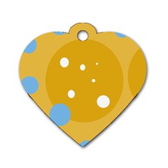 Blue And Yellow Moon Dog Tag Heart (two Sides) by Valentinaart