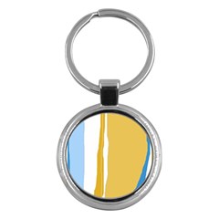 Blue And Yellow Lines Key Chains (round)  by Valentinaart