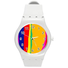 Colorful Lines Round Plastic Sport Watch (m) by Valentinaart