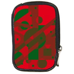 Red And Green Abstract Design Compact Camera Cases by Valentinaart