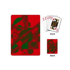 Red And Green Abstract Design Playing Cards (mini)  by Valentinaart