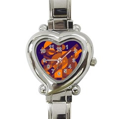 Blue And Orange Abstract Design Heart Italian Charm Watch by Valentinaart
