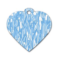 Blue Pattern Dog Tag Heart (one Side) by Valentinaart