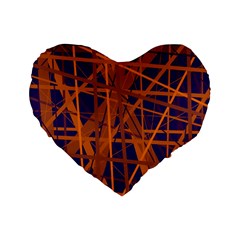 Blue And Orange Pattern Standard 16  Premium Flano Heart Shape Cushions by Valentinaart