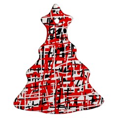 Red, White And Black Pattern Christmas Tree Ornament (2 Sides) by Valentinaart