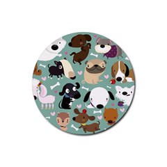Dog Pattern Rubber Coaster (round)  by Mjdaluz