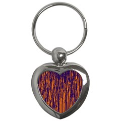 Blue And Orange Pattern Key Chains (heart)  by Valentinaart