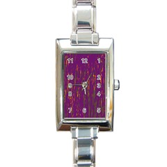 Purple Pattern Rectangle Italian Charm Watch by Valentinaart