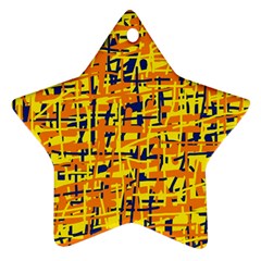 Yellow, Orange And Blue Pattern Star Ornament (two Sides)  by Valentinaart