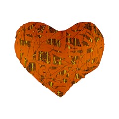 Orange Pattern Standard 16  Premium Heart Shape Cushions by Valentinaart