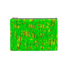 Neon Green Pattern Cosmetic Bag (medium)  by Valentinaart