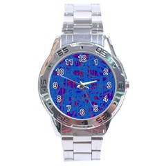 Deep Blue Pattern Stainless Steel Analogue Watch by Valentinaart