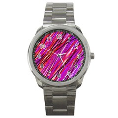 Purple Pattern Sport Metal Watch by Valentinaart