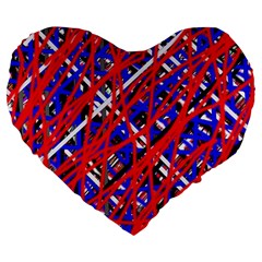 Red And Blue Pattern Large 19  Premium Flano Heart Shape Cushions by Valentinaart