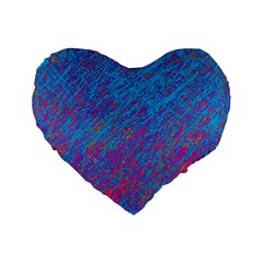 Blue Pattern Standard 16  Premium Flano Heart Shape Cushions by Valentinaart