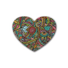 Colorful Hippie Flowers Pattern, Zz0103 Rubber Heart Coaster (4 Pack) by Zandiepants