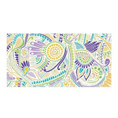 Purple, Green, Yellow Hippie Flowers Pattern, Zz0104 Satin Wrap by Zandiepants