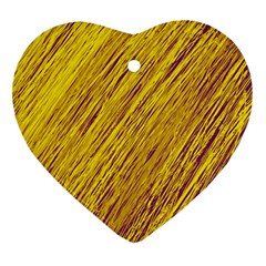 Yellow Van Gogh Pattern Heart Ornament (2 Sides) by Valentinaart