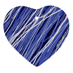 Blue Elegant Pattern Heart Ornament (2 Sides) by Valentinaart