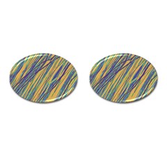 Blue And Yellow Van Gogh Pattern Cufflinks (oval) by Valentinaart
