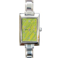 Green And Yellow Van Gogh Pattern Rectangle Italian Charm Watch by Valentinaart