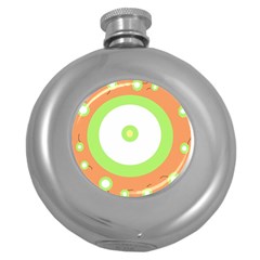 Green And Orange Design Round Hip Flask (5 Oz) by Valentinaart
