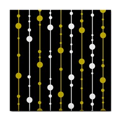 Yellow, Black And White Pattern Tile Coasters by Valentinaart