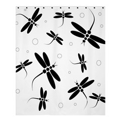 Black And White Dragonflies Shower Curtain 60  X 72  (medium)  by Valentinaart