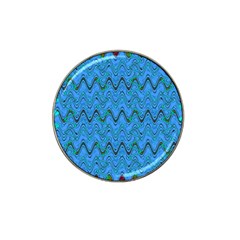 Blue Wavy Squiggles Hat Clip Ball Marker by BrightVibesDesign