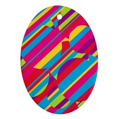 Colorful Summer Pattern Oval Ornament (two Sides) by Valentinaart