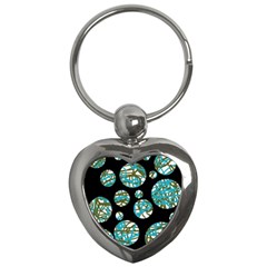 Decorative Blue Abstract Design Key Chains (heart)  by Valentinaart