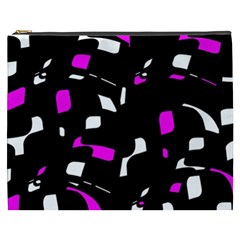 Magenta, Black And White Pattern Cosmetic Bag (xxxl)  by Valentinaart