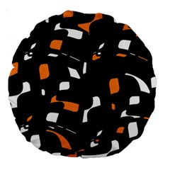Orange, Black And White Pattern Large 18  Premium Round Cushions by Valentinaart