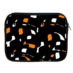 Orange, Black And White Pattern Apple Ipad 2/3/4 Zipper Cases by Valentinaart