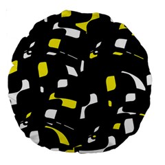 Yellow, Black And White Pattern Large 18  Premium Round Cushions by Valentinaart