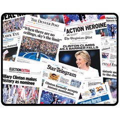 Hillary 2016 Historic Newspaper Collage Fleece Blanket (medium)  by blueamerica