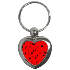 Red And Black Pattern Key Chains (heart)  by Valentinaart
