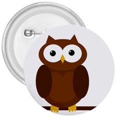 Cute Transparent Brown Owl 3  Buttons by Valentinaart