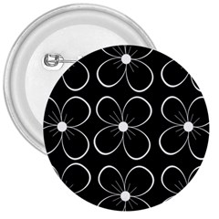 Black And White Floral Pattern 3  Buttons by Valentinaart