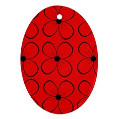 Red Floral Pattern Oval Ornament (two Sides) by Valentinaart