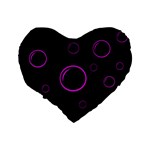 Purple bubbles  Standard 16  Premium Flano Heart Shape Cushions Back