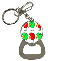 Green And Red Birds Bottle Opener Key Chains by Valentinaart