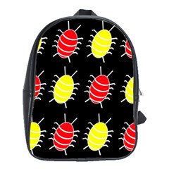 Red And Yellow Bugs Pattern School Bags(large)  by Valentinaart