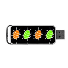 Green And Orange Bug Pattern Portable Usb Flash (one Side) by Valentinaart