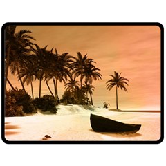 Wonderful Sunset Over The Beach, Tropcal Island Fleece Blanket (large)  by FantasyWorld7