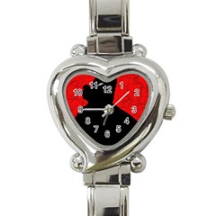 Red And Black Abstract Design Heart Italian Charm Watch by Valentinaart
