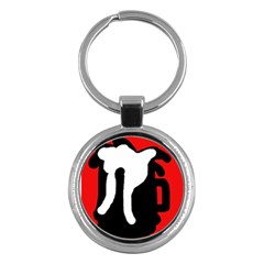 Red, Black And White Key Chains (round)  by Valentinaart